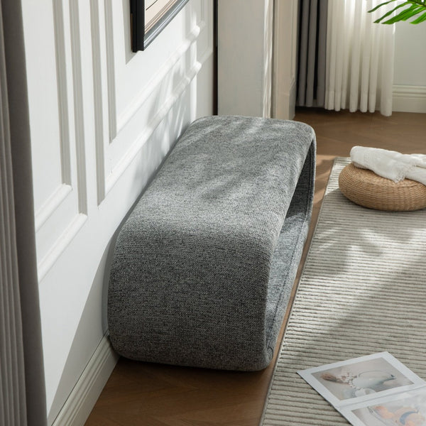 English Elm 52.17"wide Chenille Upholstered Storage Bench Soft Foam Seat Iron Wood Frame Entryway Gray W3189P422401