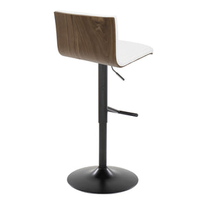 English Elm Mason Contemporary Barstools Set Of 2 – Adjustable Height, Swivel, Black Metal, Walnut & White Faux Leather B202S00975