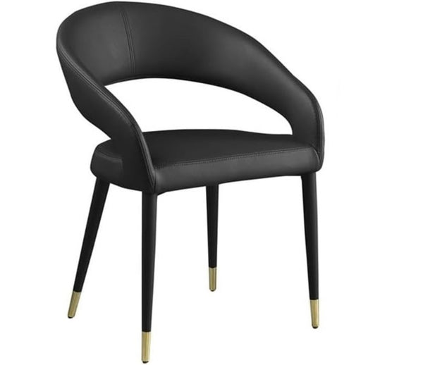 English Elm Modern Faux Leather Dining Chairs Set of 2 Curved Back Gold Tipped Wooden Legs Black B011P439059