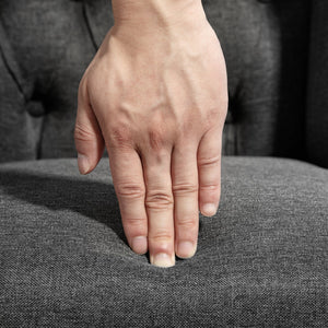 English Elm HOMCOM Vintage Button-Tufted Counter Stools Set of 2 with 180° Swivel, Solid Wood Footrests Dark Gray W2225P229765