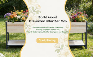 English Elm New Solid Iron and Wood Raised Garden Bed Ergonomic Standing Planter for Patio W1431P470876