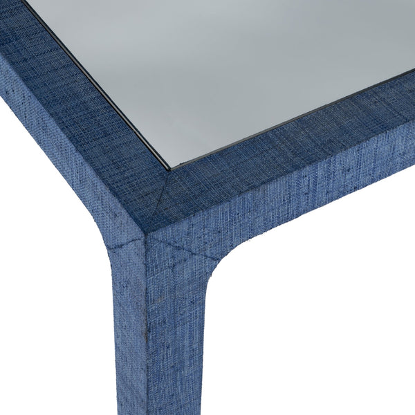Butler Specialty Chatham Glass And Raffia Square Coffee Table - Modern Elegance With Textured Natural Finish Blue Saguran Raffia,Glass,Gmelina Arborea Wood 9153361-butler