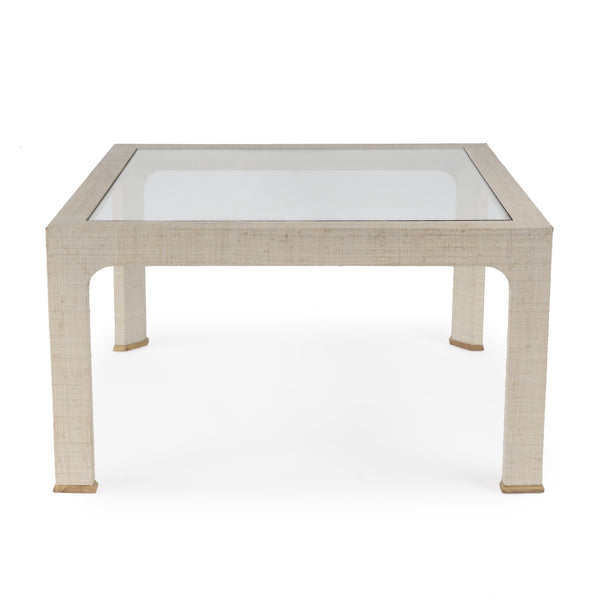 Butler Specialty Chatham Glass And Raffia Square Coffee Table - Modern Elegance With Textured Natural Finish Natural Saguran Raffia,Glass,Gmelina Arborea Wood 9153362-butler