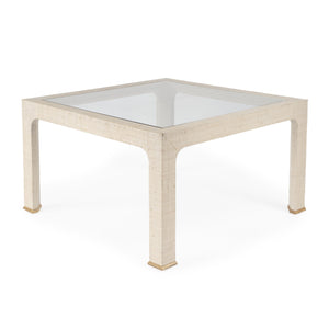Butler Specialty Chatham Glass And Raffia Square Coffee Table - Modern Elegance With Textured Natural Finish Natural Saguran Raffia,Glass,Gmelina Arborea Wood 9153362-butler
