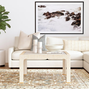 Butler Specialty Chatham Glass And Raffia Square Coffee Table - Modern Elegance With Textured Natural Finish Natural Saguran Raffia,Glass,Gmelina Arborea Wood 9153362-butler