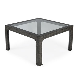 Butler Specialty Chatham Glass And Raffia Square Coffee Table - Modern Elegance With Textured Natural Finish Charcoal Saguran Raffia,Glass,Gmelina Arborea Wood 9153420-butler