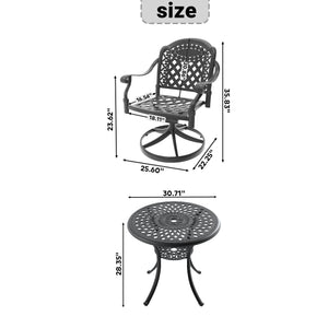 English Elm 5-Piece All-Weather Cast Aluminum Dining Set With Swivel Chairs & Round Table For Outdoor Fun W1710S00432