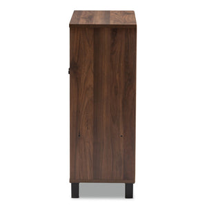 Baxton Studio Baxton Studio Rossin Modern Walnut Brown Shoe Storage Cabinet with Open Shelf & Ventilated Design ATSC1613-Columbia-Shoe Cabinet