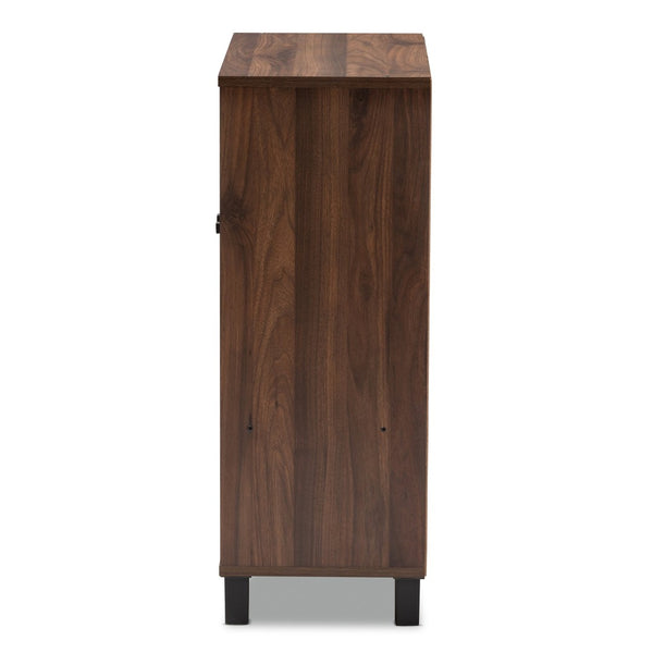 Baxton Studio Baxton Studio Rossin Modern Walnut Brown Shoe Storage Cabinet with Open Shelf & Ventilated Design ATSC1613-Columbia-Shoe Cabinet