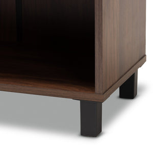 Baxton Studio Baxton Studio Rossin Modern Walnut Brown Shoe Storage Cabinet with Open Shelf & Ventilated Design ATSC1613-Columbia-Shoe Cabinet
