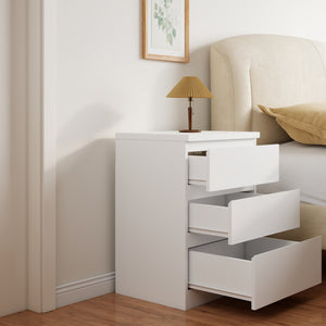 English Elm 19.7-inch Matte Finish Nightstand with Touch Release Drawers for Minimalist Bedrooms White W3151P407888