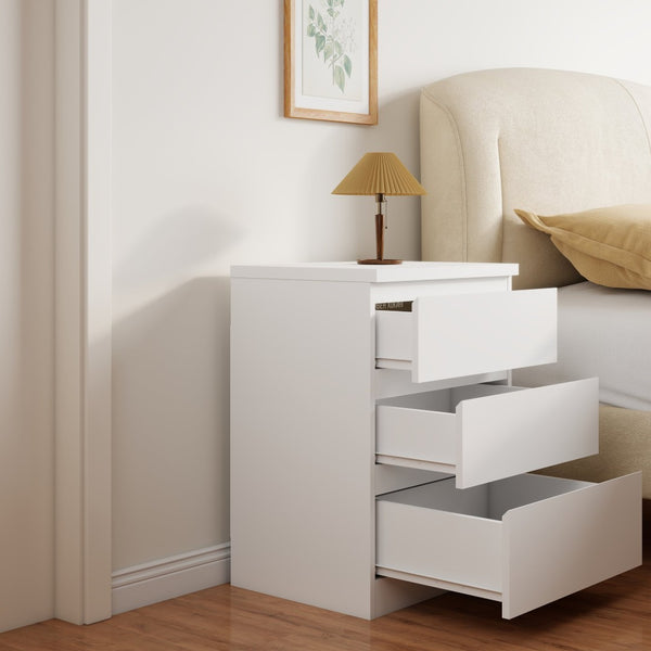 English Elm 19.7-inch Matte Finish Nightstand with Touch Release Drawers for Minimalist Bedrooms White W3151P407888