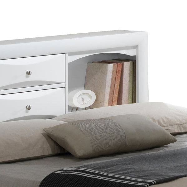 English Elm Contemporary Full Storage Bed with Built-In Drawers and Sturdy Particle Board Frame for Durability and Modern Style White 15 L x 20 W x 27 H B078S00209