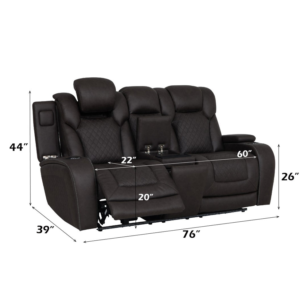 English Elm Wendell Power Reclining Microfiber Loveseat with Led Lighting and Wireless Charging Console B2726P435901
