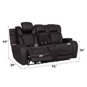 English Elm Wendell Power Reclining Microfiber Loveseat with Led Lighting and Wireless Charging Console B2726P435901