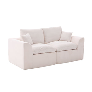 English Elm UNITED Cloud Couch Modular Sectional Sofa with Corduroy Cover, Ergonomic 2-Seater, No Assembly Needed Beige W1568P371117