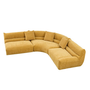 English Elm Modular Cloud Sectional Three Piece Curved Sofa with Polyester Upholstery for Living Room W2582S00203