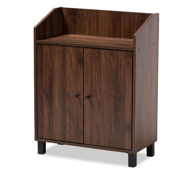 Baxton Studio Baxton Studio Rossin Shoe Storage Cabinet - Stylish Walnut Finish with Open Shelf for Entryway Organization ATSC1614-Columbia-Shoe Cabinet