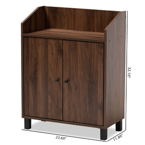 Baxton Studio Baxton Studio Rossin Shoe Storage Cabinet - Stylish Walnut Finish with Open Shelf for Entryway Organization ATSC1614-Columbia-Shoe Cabinet