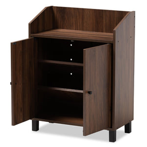 Baxton Studio Baxton Studio Rossin Shoe Storage Cabinet - Stylish Walnut Finish with Open Shelf for Entryway Organization ATSC1614-Columbia-Shoe Cabinet