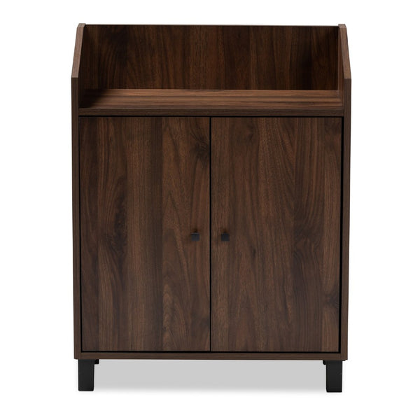 Baxton Studio Baxton Studio Rossin Shoe Storage Cabinet - Stylish Walnut Finish with Open Shelf for Entryway Organization ATSC1614-Columbia-Shoe Cabinet