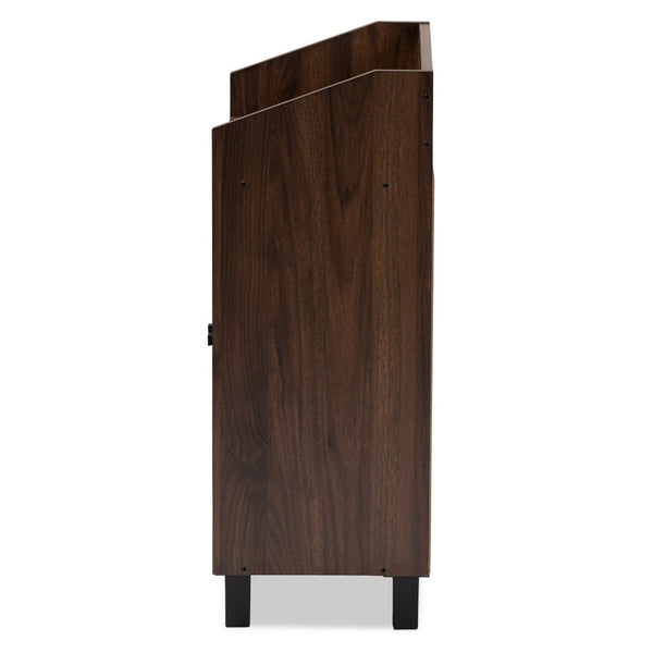 Baxton Studio Baxton Studio Rossin Shoe Storage Cabinet - Stylish Walnut Finish with Open Shelf for Entryway Organization ATSC1614-Columbia-Shoe Cabinet
