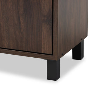 Baxton Studio Baxton Studio Rossin Shoe Storage Cabinet - Stylish Walnut Finish with Open Shelf for Entryway Organization ATSC1614-Columbia-Shoe Cabinet