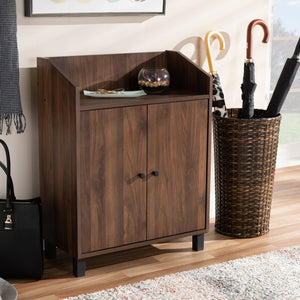 Baxton Studio Baxton Studio Rossin Shoe Storage Cabinet - Stylish Walnut Finish with Open Shelf for Entryway Organization ATSC1614-Columbia-Shoe Cabinet