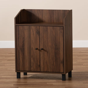 Baxton Studio Baxton Studio Rossin Shoe Storage Cabinet - Stylish Walnut Finish with Open Shelf for Entryway Organization ATSC1614-Columbia-Shoe Cabinet