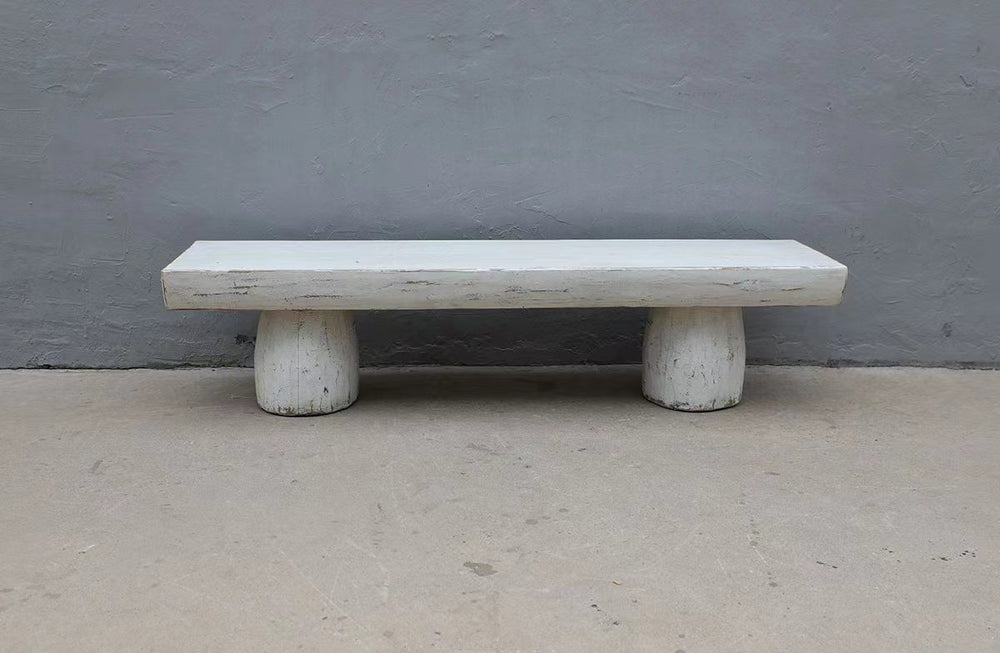 Lilys 68" Long 15-18 Inches Deep Capri Live Edge Primitive Bench/Table Distressed White 9155W-1