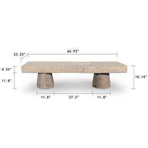 Lilys 67" Long 20-24 Inches Deep Capri Live Edge Primitive Coffee Table Weathered Natural(Size Vary) 9155