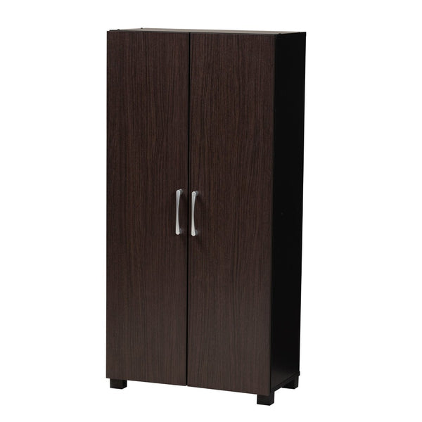 Baxton Studio Baxton Studio Modern Two-Tone Shoe Storage Cabinet - Stylish Wenge & Black, Compact Design for Entryways SESC294-Wenge-Shoe Cabinet