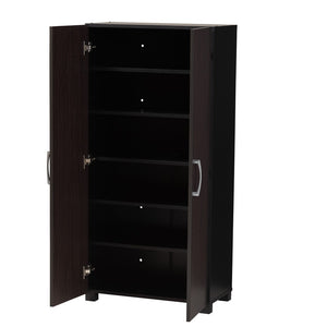 Baxton Studio Baxton Studio Modern Two-Tone Shoe Storage Cabinet - Stylish Wenge & Black, Compact Design for Entryways SESC294-Wenge-Shoe Cabinet