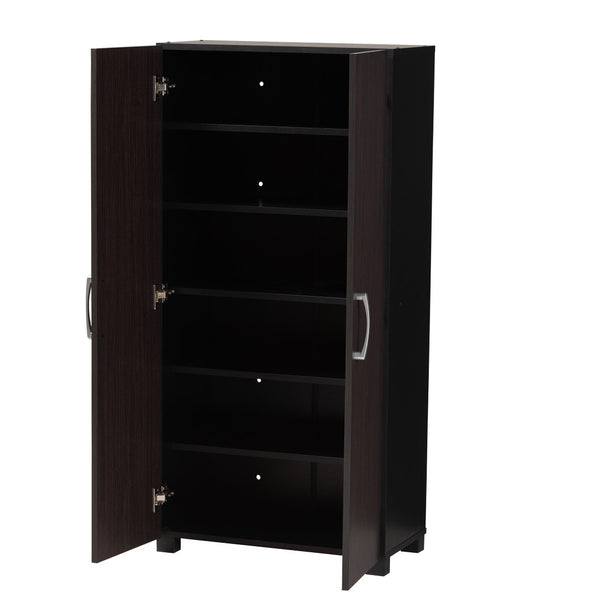 Baxton Studio Baxton Studio Modern Two-Tone Shoe Storage Cabinet - Stylish Wenge & Black, Compact Design for Entryways SESC294-Wenge-Shoe Cabinet