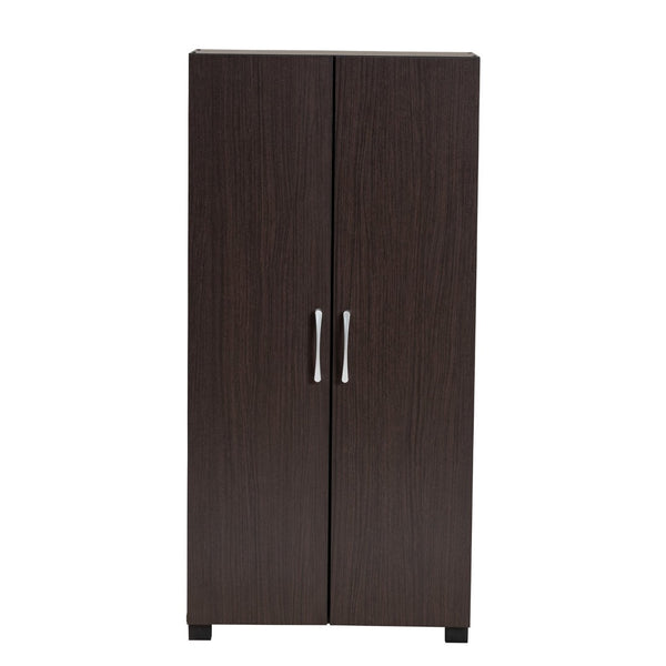Baxton Studio Baxton Studio Modern Two-Tone Shoe Storage Cabinet - Stylish Wenge & Black, Compact Design for Entryways SESC294-Wenge-Shoe Cabinet
