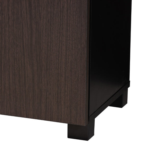 Baxton Studio Baxton Studio Modern Two-Tone Shoe Storage Cabinet - Stylish Wenge & Black, Compact Design for Entryways SESC294-Wenge-Shoe Cabinet