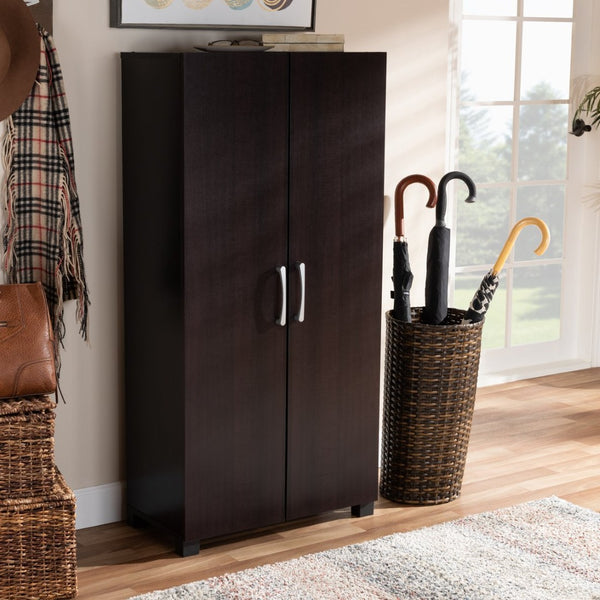 Baxton Studio Baxton Studio Modern Two-Tone Shoe Storage Cabinet - Stylish Wenge & Black, Compact Design for Entryways SESC294-Wenge-Shoe Cabinet