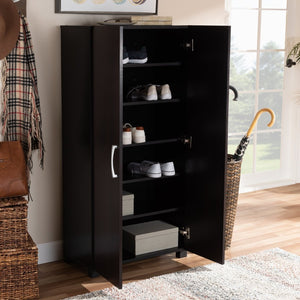 Baxton Studio Baxton Studio Modern Two-Tone Shoe Storage Cabinet - Stylish Wenge & Black, Compact Design for Entryways SESC294-Wenge-Shoe Cabinet