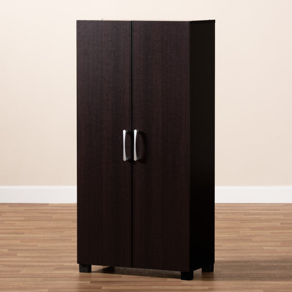 Baxton Studio Baxton Studio Modern Two-Tone Shoe Storage Cabinet - Stylish Wenge & Black, Compact Design for Entryways SESC294-Wenge-Shoe Cabinet