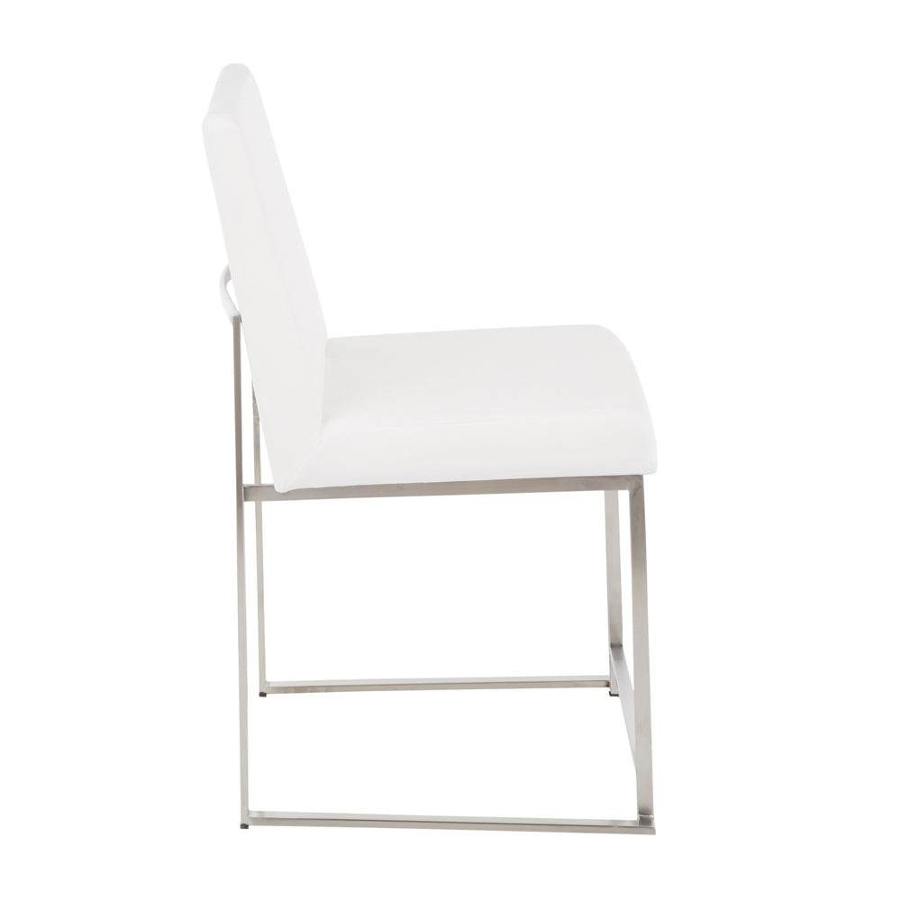 English Elm High Back Fuji Dining Chairs - Luxurious White Velvet & Stainless Steel - Set Of 2 For Elegant Spaces B202P223564
