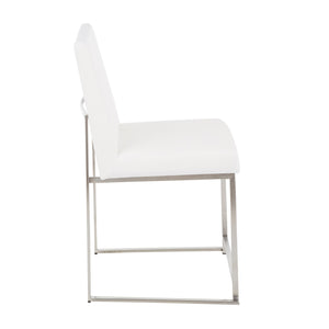 English Elm High Back Fuji Dining Chairs - Luxurious White Velvet & Stainless Steel - Set Of 2 For Elegant Spaces B202P223564