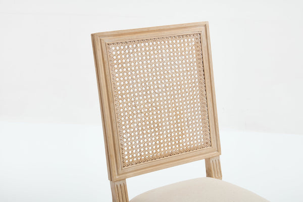 English Elm French Country Dining Chairs Set Of 2, Elegant Upholstered Rattan Back For Dining & Living Spaces W3426P324535