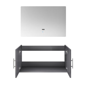 English Elm Dark Grey 36in Bath Vanity with 36in LED Mirror — Fully Assembled Wood Cabinet, Spacious Storage, Modern Finish B2731S00533