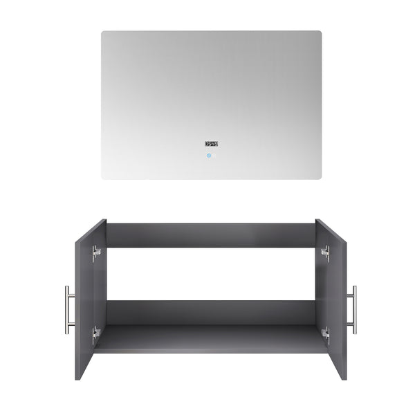 English Elm Dark Grey 36in Bath Vanity with 36in LED Mirror — Fully Assembled Wood Cabinet, Spacious Storage, Modern Finish B2731S00533