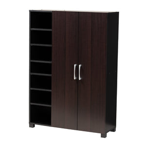 Baxton Studio Baxton Studio Modern Two-Tone Wenge and Black Shoe Storage Cabinet with Open Shelves & Ventilation SESC296-Wenge-Shoe Cabinet