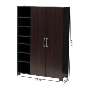 Baxton Studio Baxton Studio Modern Two-Tone Wenge and Black Shoe Storage Cabinet with Open Shelves & Ventilation SESC296-Wenge-Shoe Cabinet