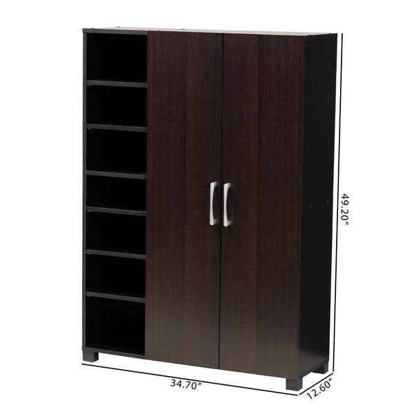 Baxton Studio Baxton Studio Modern Two-Tone Wenge and Black Shoe Storage Cabinet with Open Shelves & Ventilation SESC296-Wenge-Shoe Cabinet