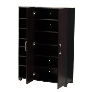 Baxton Studio Baxton Studio Modern Two-Tone Wenge and Black Shoe Storage Cabinet with Open Shelves & Ventilation SESC296-Wenge-Shoe Cabinet