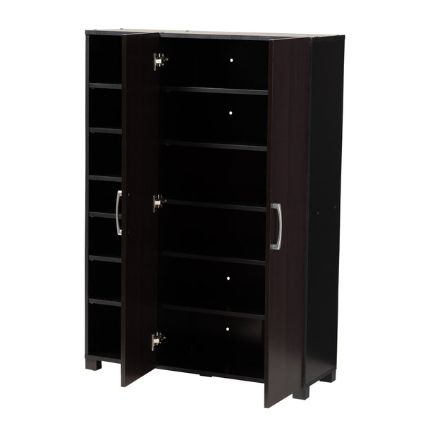 Baxton Studio Baxton Studio Modern Two-Tone Wenge and Black Shoe Storage Cabinet with Open Shelves & Ventilation SESC296-Wenge-Shoe Cabinet