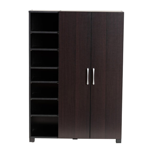 Baxton Studio Baxton Studio Modern Two-Tone Wenge and Black Shoe Storage Cabinet with Open Shelves & Ventilation SESC296-Wenge-Shoe Cabinet